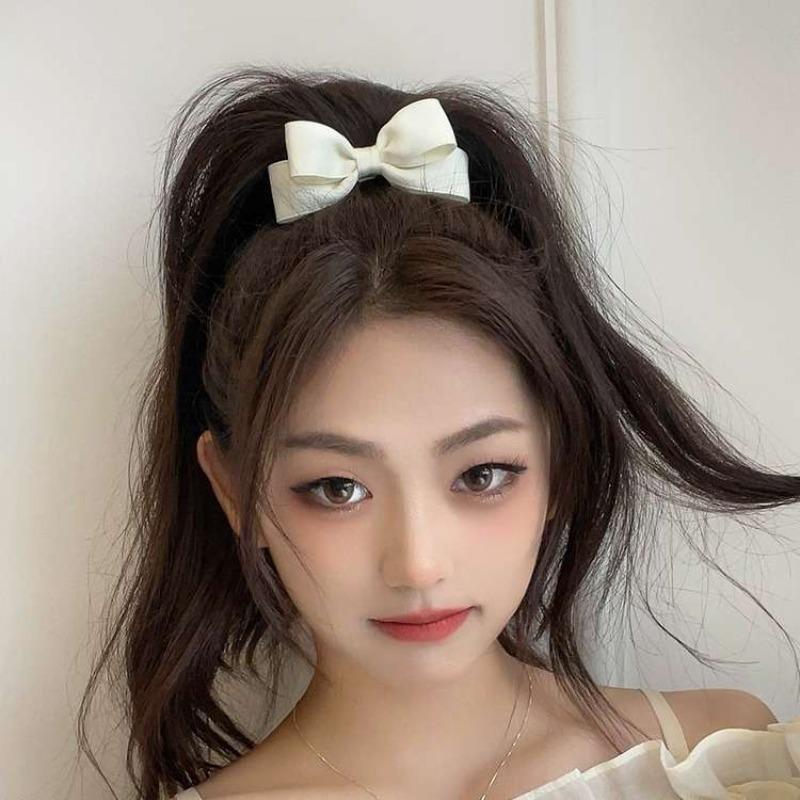 Nová korejská mašle Elastické gumičky do vlasů Černá Bílá Jednoduché spony do vlasů Ženy Elegantní Barretty Pokrývky hlavy Dívčí Vlasové doplňky