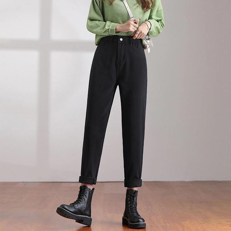 High-Waisted Women's Loose Straight Jeans - Elastic Slimming Harem Style (Spring/Autumn 2021)