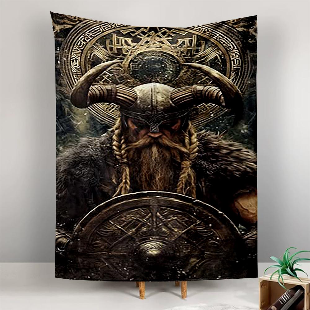 Viking Warrior Horned Shield Bohemian Tapestry Wall Tapestry for Dorm Bedroom Living Room Decor