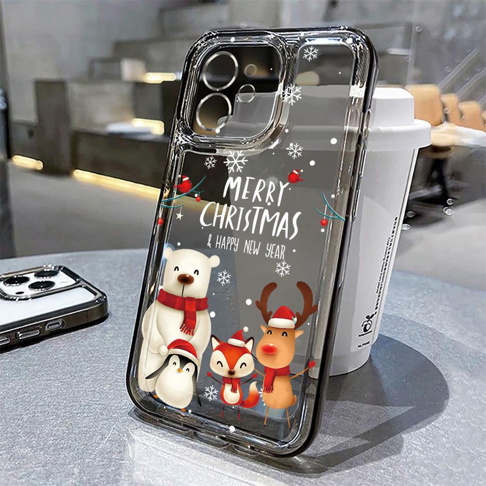 Silicon Christmas Phone Case For iPhone 14 Pro Max Funda iPhone 11 16 15 13 12 XR X XS 7 8 Plus SE 16promax 15promax Clear Cover