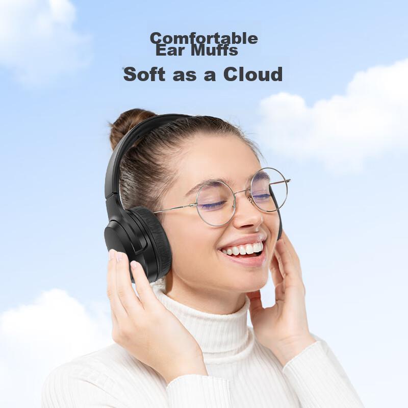 Newmine TB106 Headphones, Over-Ear Bluetooth Headphones, High-Quality Sound, Long Battery Life, Noise-Cancelling, Foldable, Pink