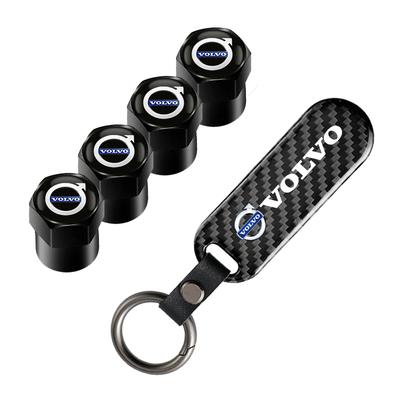 4Pcs Car Metal Emblem Tire Valve Stem Cap Cover Car Keychain For XC60 XC40 V60 V40 XC90 XC70 V50 S60 V70 S90 AWD S80 EX30