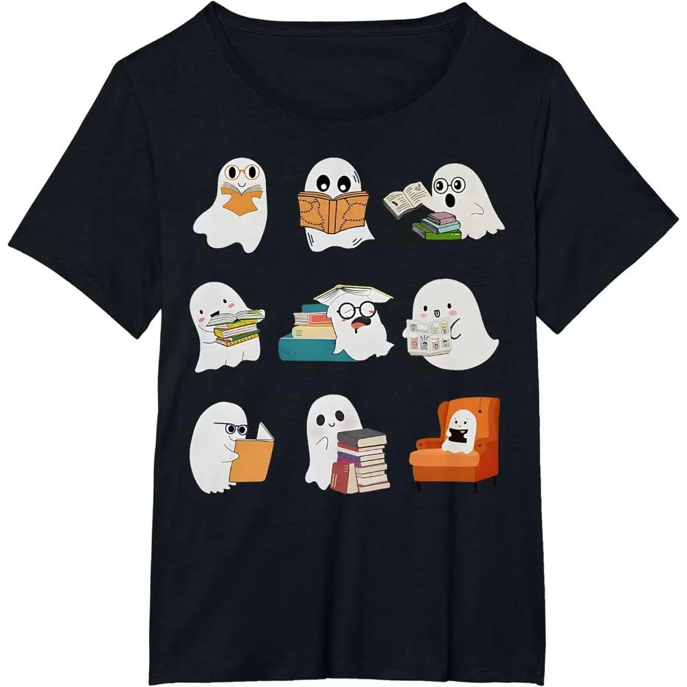 Vintage Floral Ghost Cute Halloween Funny Graphic Sarcastic T-Shirt Funny Tops for Male Husband Dad Clothes Humor Tshirt