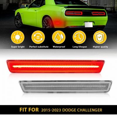 2X For 2015- Dodge Challenger LED Clear Lens Red Rear Side Marker Lights EOA