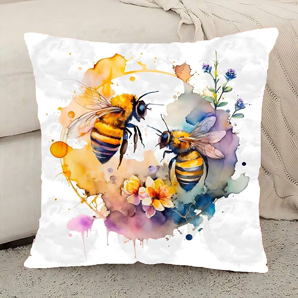 

Vintage Bee Pattern Pillow Case Elegant Couple Home Living Room Bedroom Decorative Rectangle Pillowcase Sofa Cushion Cover 16x16Inch
