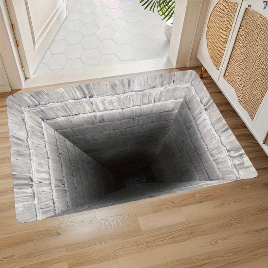 3D Optical Illusion Floor Mat Bottom Soft Memory Non-Slip Rug with Anti-Slip Foam Cushion Visual Distortion