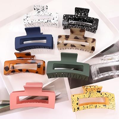 Multicolor Large Thick Acrylic Hair Clip Rectangle Hairclip Long Hair Resin Claw Clips Nonslip Jaw Clips