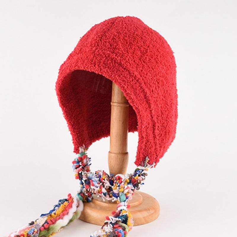 Mütze Damen Winter Warm Ohrenschutz Gestrickte Überziehmütze Sturmhaube Hut Band Doppelnutzung Plüsch Blitzmütze