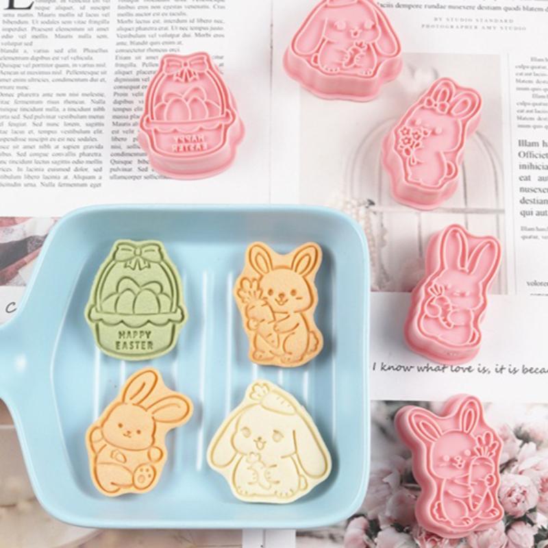 8Pcs Easter Rabbit Cookie Molds Bunny Carrot Easter Egg Cookie Cutters Pastry Fondant Mould Biscuit Stamp Mold Baking Tools Gift