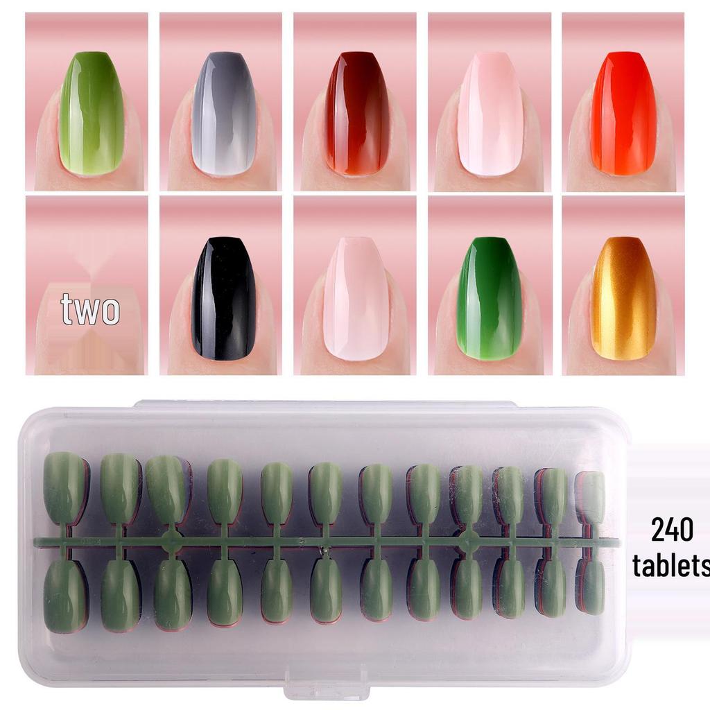 Colored Glitter Nail Art Tips - 240-Piece Set with Various Styles and Multiple Colors, Boxed Fake Fingernail Stickers