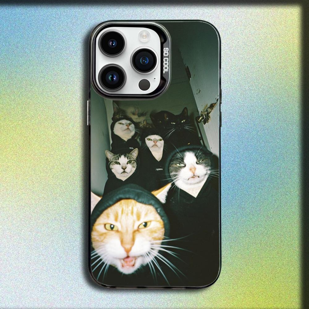

Cute Black Cat Peeking Pattern Design Protective Cover for iPhone 17 16 15 14 13 12 11 16E Series Pro Max Plus iphone 11 ProMax