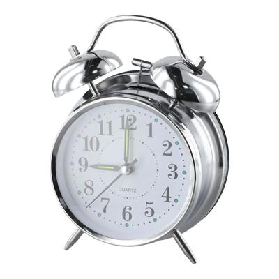 Classic Retro 4-inch Electroplated Silver Metal Bell Clock Traditional Double Bell Alarm Clock Luminous Hands And Hour Dots