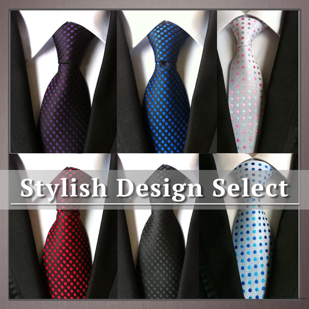 ONE LIMITATION Men's Dot Solid Necktie (NK003, Black) - Suitable for Business and Casual Wear.