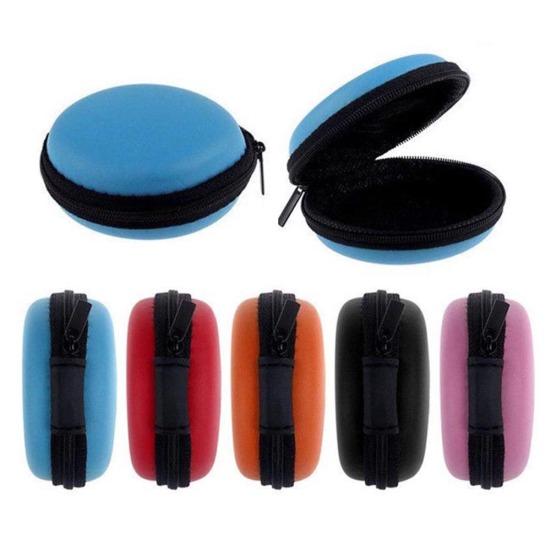 Mini Portable Round Earphone Cable USB Data Cord Storage Bag Zipper Pouch Case