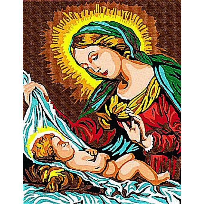 Kit canevas blanc La vierge 20x25cm