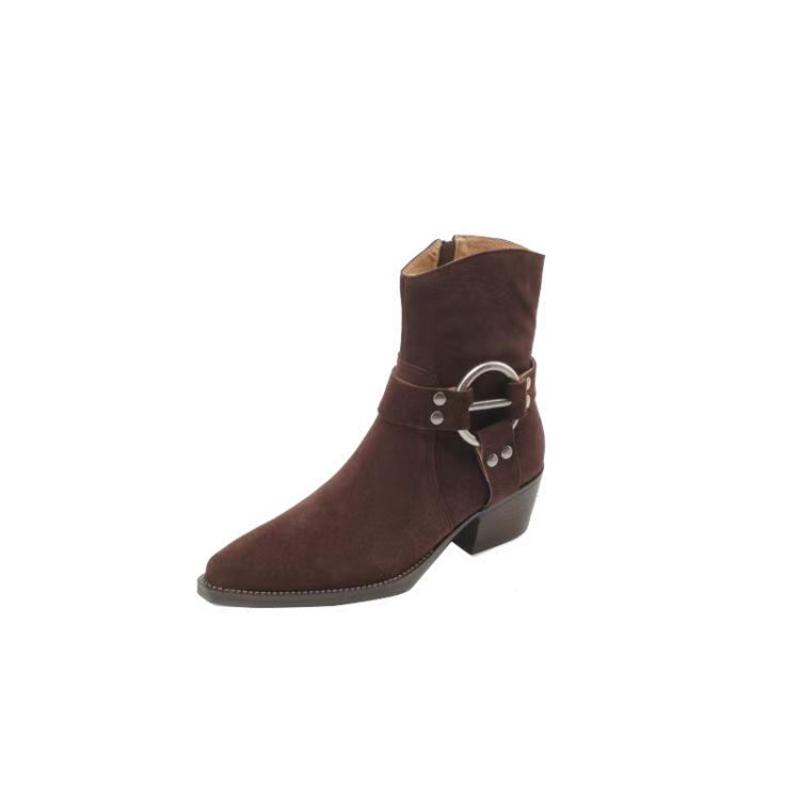Shoes for Women 2024 New Faux Suede Women's Ankle Boots Classic Pointy Toe Western Boots Plus Size 35-42 Winter Platform Boots