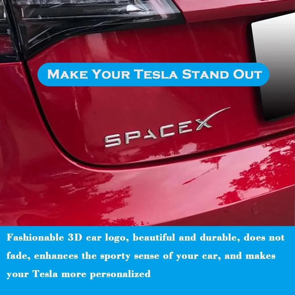 3D ABS Letters Sticker SPACEX For Tesla Rear Tailgate Trunk Emblem Badge Car Stickers Decal for Model 3/Y/X/S
