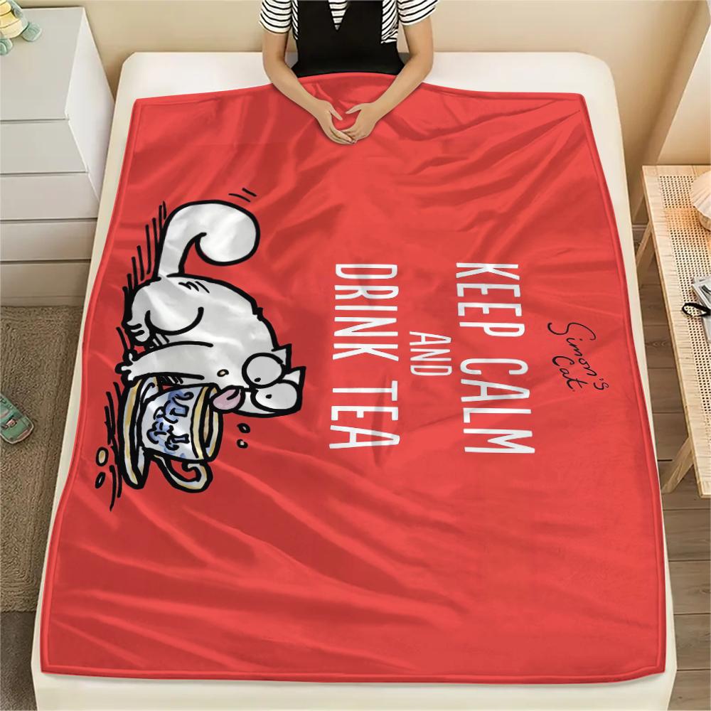 1Pc Simon‘s Cat Print Flannel Blanket, High Quality Comfortable for All Seasons, Home Decor, Warmth and Comfort, Perfect for Christmas GiftS