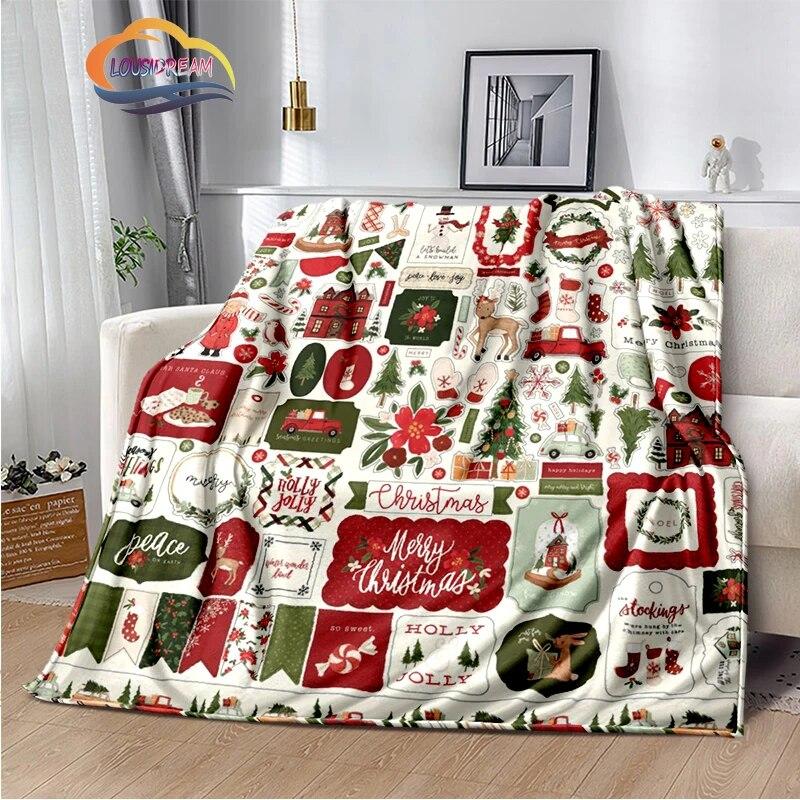 Frohe Weihnachten Serie Santa Decke Flanell Wärme Weiche Plüsch Sofa Bett Werfen