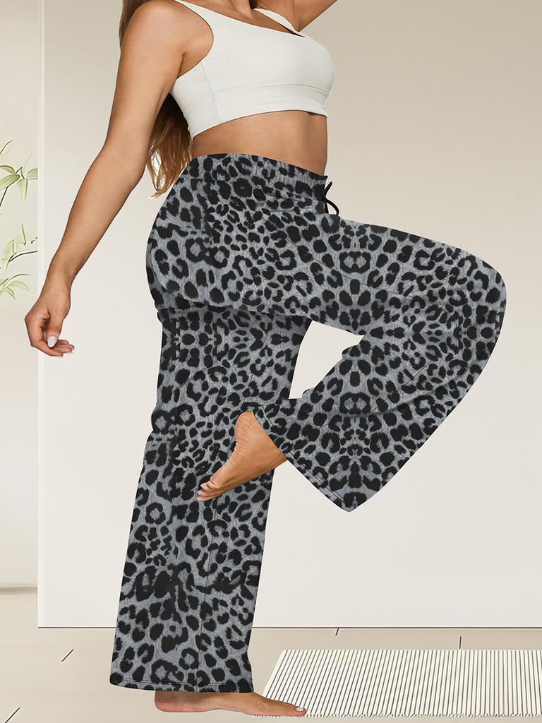 Plus Size Wide-Leg Straight-Leg Casual Pants with Pockets Women's Loose Drawstring Wide-Leg Pants