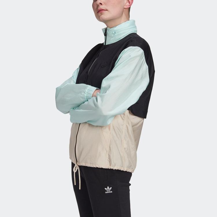 Adidas Originals Color Block Stand Collar Long Sleeve Zip Retro Sports Jacket Women jackets Black GD2532