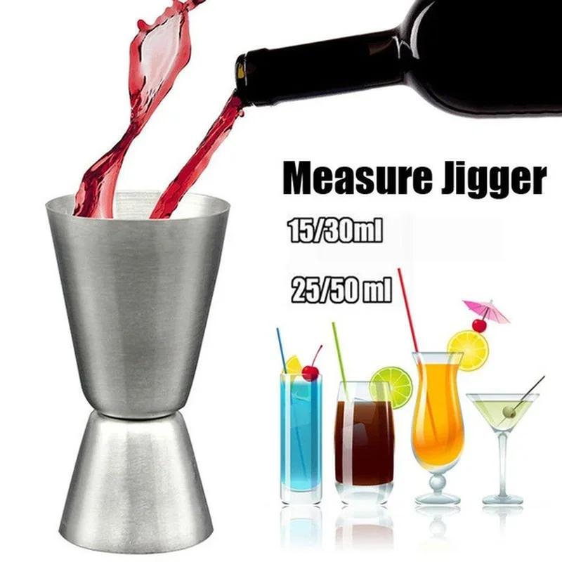 1PC Bar ounce cup 15/30ml or 25/50ml stainless steel cocktail measuring cup Double head alcohol measuring cup Kitchen supplies