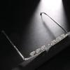 Fashion Crystal Glasses Frames Diamond Decoration No Lens Half Metal Glasses Frame Woman Luxury Eyewear