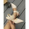 Pointed thin heels large size wearing high heels summer solid color light mouth sexy bag head sandals women