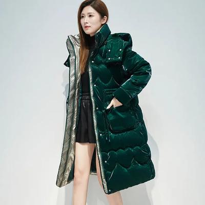 Nowa damska jasna powierzchnia puchowa bawełniana kurtka zimowa gruba ciepła ocieplana kurtka wysokiej jakości damska odpinana kurtka typu parker z kapturem