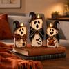 Rustic Farmhouse Wooden Scarecrow Ghost Pumpkin Fall Decor Set Tiered Tray Tabletop Ornament Halloween Thanksgiving