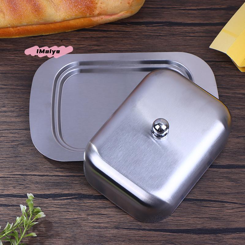 Retro French Stainless Steel Butter Dish with Lid - Kitchen Storage Box Butter Tray Dessert Tray Tableware for Home