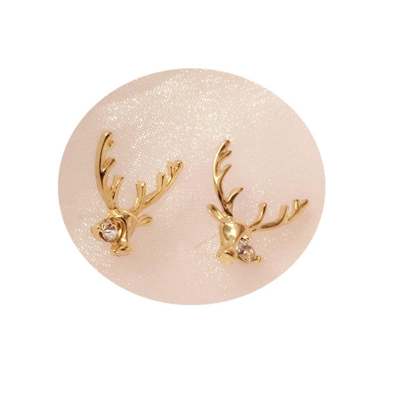 S925 Silver Korean Trendy Reindeer Antler Stud Earrings – Cute Mori Style for Women, Christmas