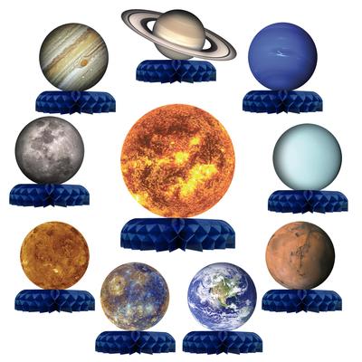 Cosmic Space Planet Honeycomb Centerpieces Astronauts Spacecraft First Trip Around The Sun Table Topper for Birthday Party Decor