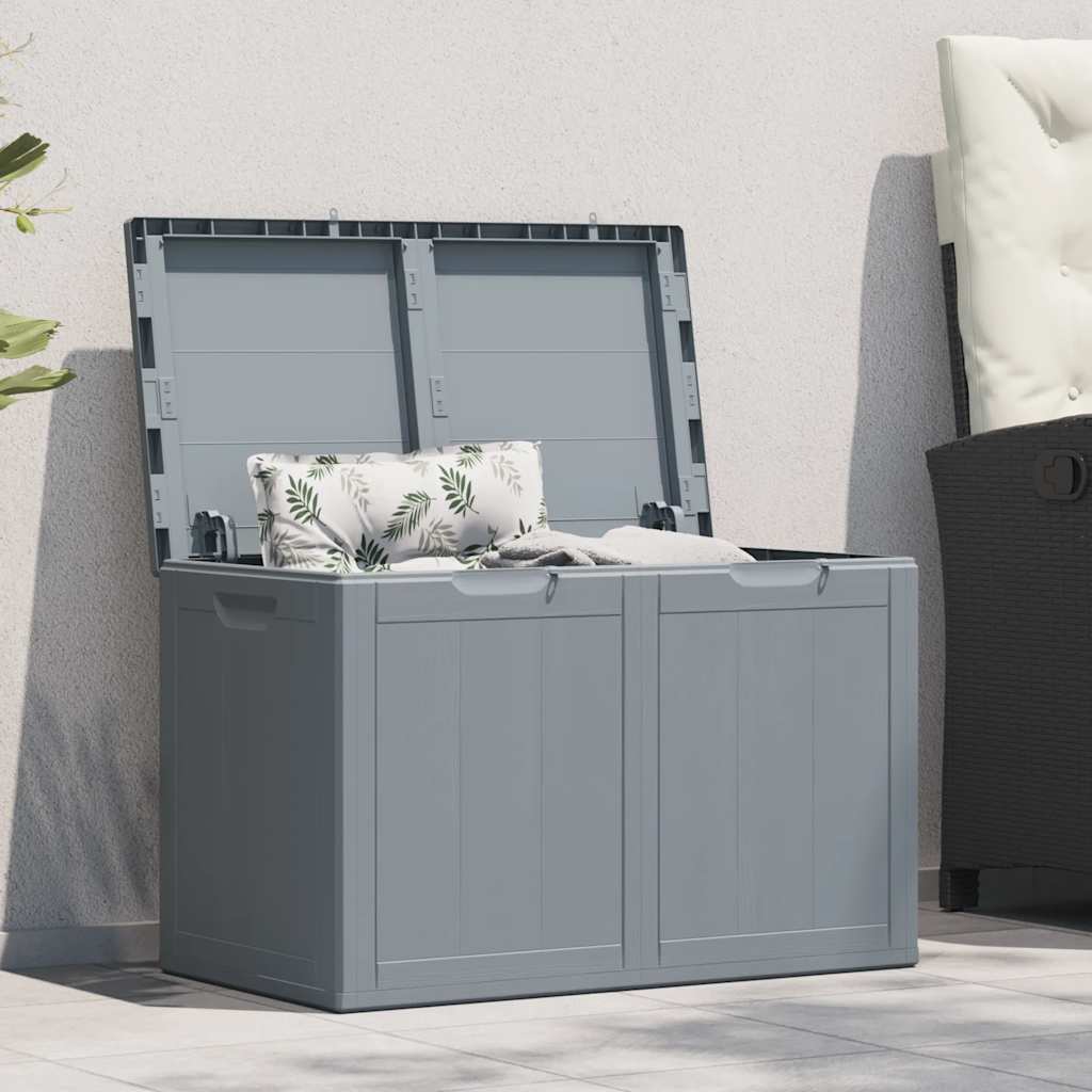 Garden Storage Box 180 L Gray PP Wood Effect