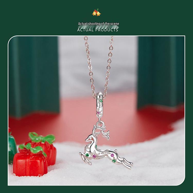 Yinziyun S925 Silver Reindeer Pendant Necklace - DIY Beaded Design