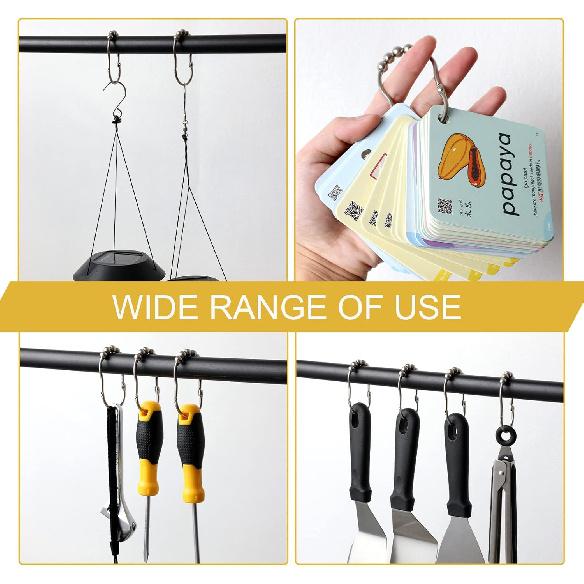 Shower Curtain Hooks, SUTINE 12Pcs Shower Curtain Rings, Stainless Steel Snap Closure Black Shower Curtain Hooks, Roller Glide Rustproof Shower Hooks