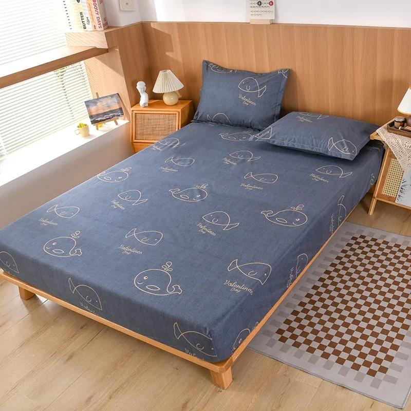 Waterproof Fitsheet Single Double King Size Mattress Cover With Elastic Band Bedsheet High Quality Printed Fitted Sheet