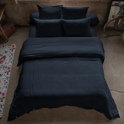 Duvet Cover 200x200 Cm In Midnight Cotton Gauze