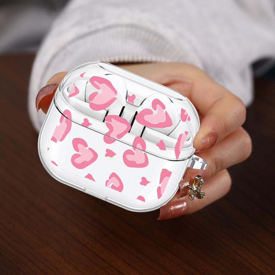 Case For Samsung Galaxy Buds 4Pro 3 FE 2Pro 4 Pro 3Pro 2 Live Clear Earphone Cases Cover With Hook Pink Leopard Print