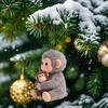 Yousheng 2D Monkey Car Hanging Ornament Acrylic Car Rearview Mirror Accessories Cute Monkey Holding Plush Toy Bag Charm for Backpack