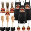 Quelay 12 Pcs Chili Cook Off Prizes Include 3 Cook Off Trophy 3 Wooden 1st 2nd 3rd Engraved Spoon 3 Kitchen Cooking Aprons 3 Chili Keyring for Men