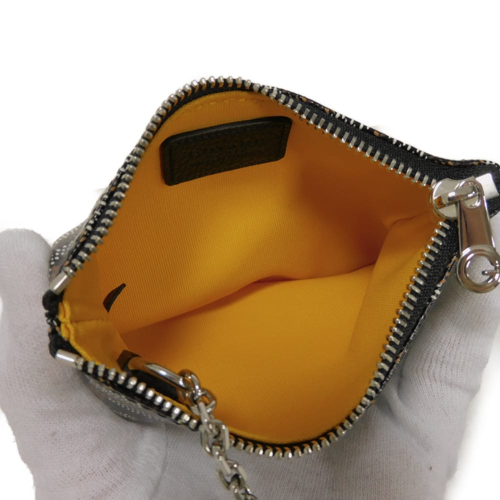 Used 9776 Senna Nano Key Ring 7943 Coin Pocket Wallet In Excellent Condition, Herringbone Pattern, Black. Men's. from