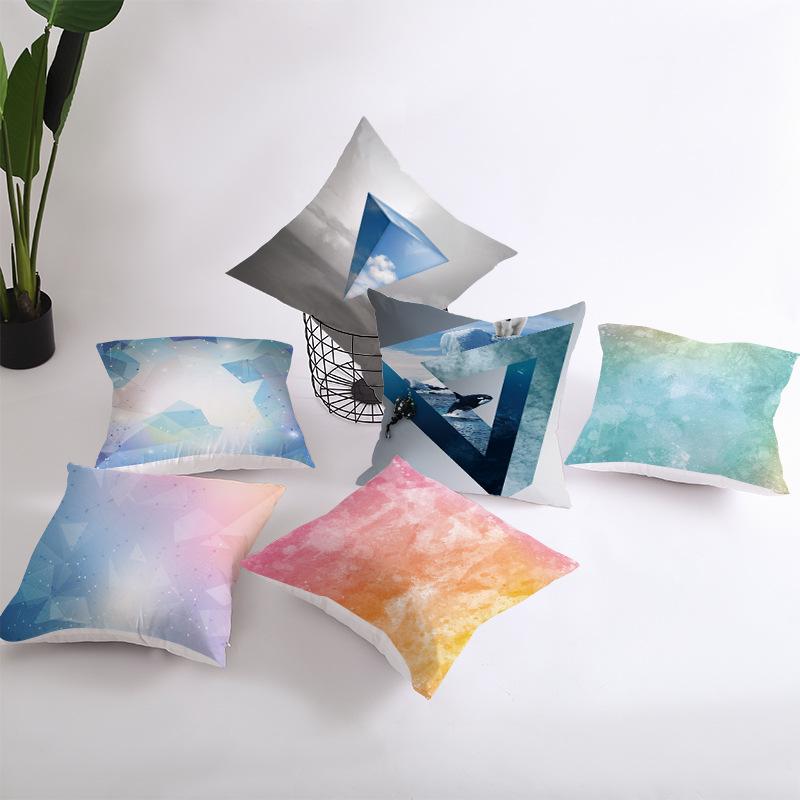 Home Decoration Geometric Space Printed Pillow Cover Colorful and Bright Sofa Cushion Cover