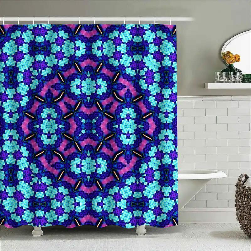 

Blue Purple Green Bathroom Shower Curtain Waterproof Fabric Decorative Home Decoration 180X240cm (B) 90x180cm