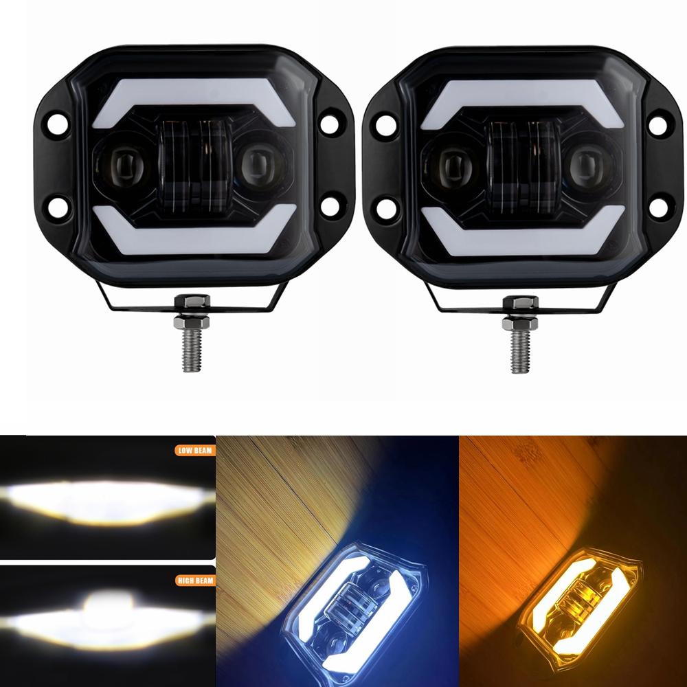 5" Inch Spotlight Flush Mount LED Work Light Bar Hi/low Beam Off Road 4X4 Atv Niva Lada Car 12V 24V LED Pods Driving Fog Lights