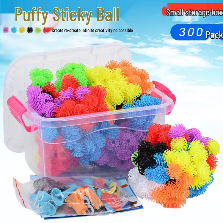 

Early Education Pom-Pom Squeeze Ball Set: 400-Piece Colorful Interlocking Fuzzy Balls for DIY Educational Play.