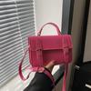 Trendy Small Square Women's Bag With Chic Stitching Details In White Pu