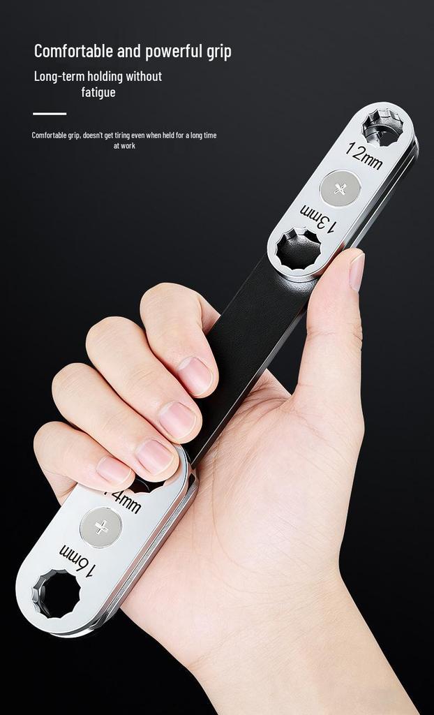 8-in-1 Dual-Use Rotatable Wrench: Open & Box-End Multifunction Auto Repair Tool