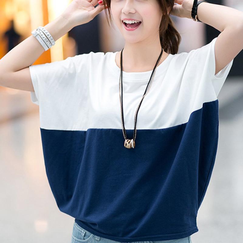 Summer Batwing Sleeve T-shirt Ins Fashion Round Neck Pullover Short-sleeved Tops For Women Clothing