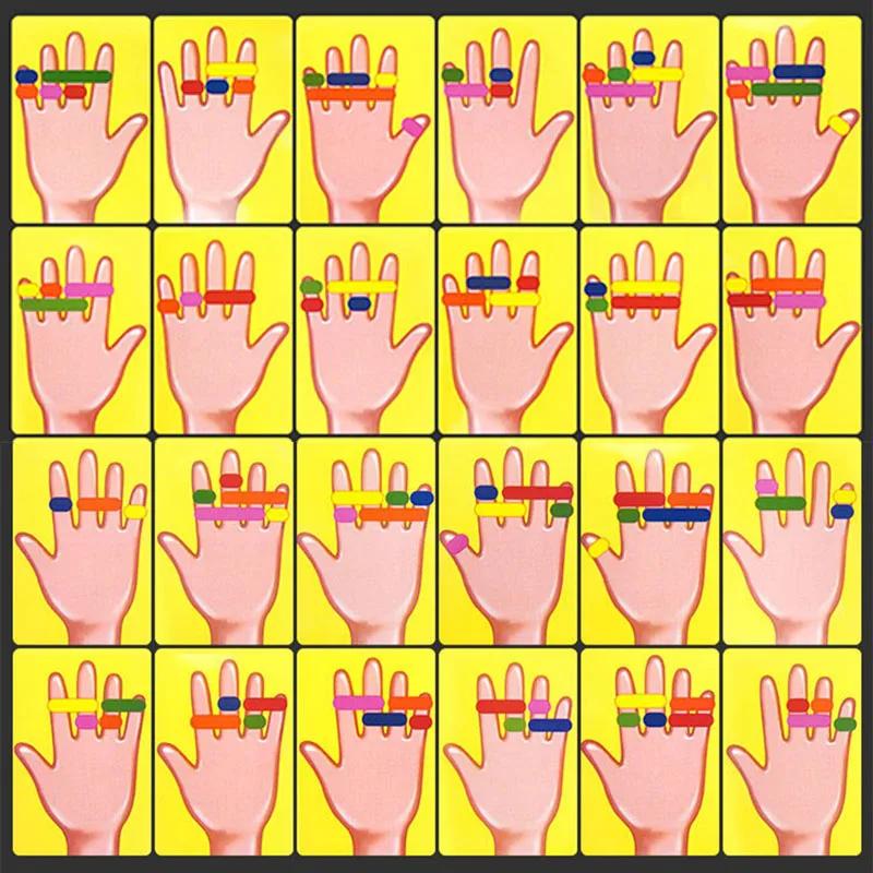 Kids Montessori Toy Early Educational Fingers Ring Game Elastic Bands Color Cognition Think Training Battle Table Game with Card